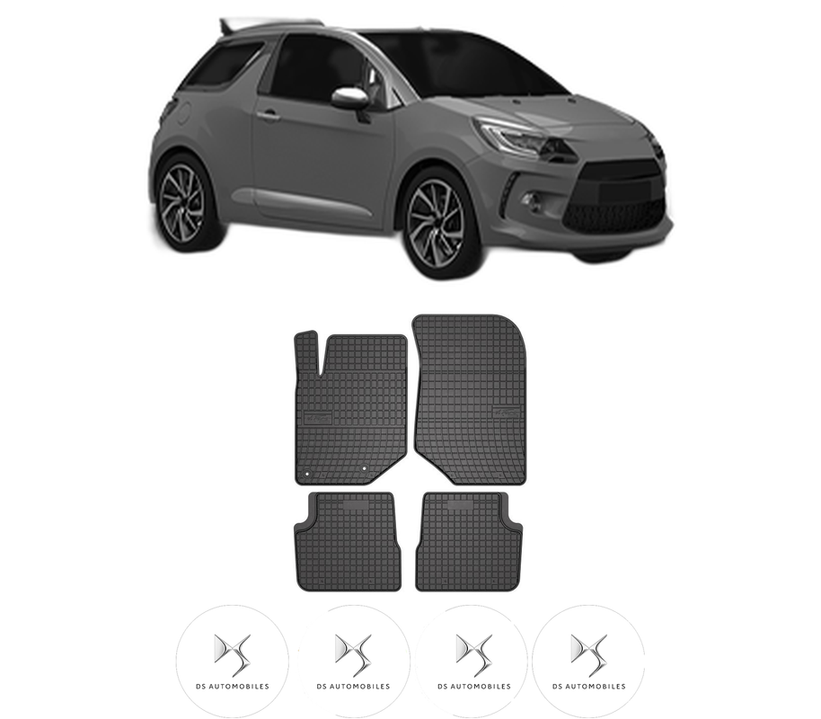 Set covorase presuri DS DS3 CROSSBACK din 2019, auto, din cauciuc thermoplastic, 4 Stickere auto cu DS