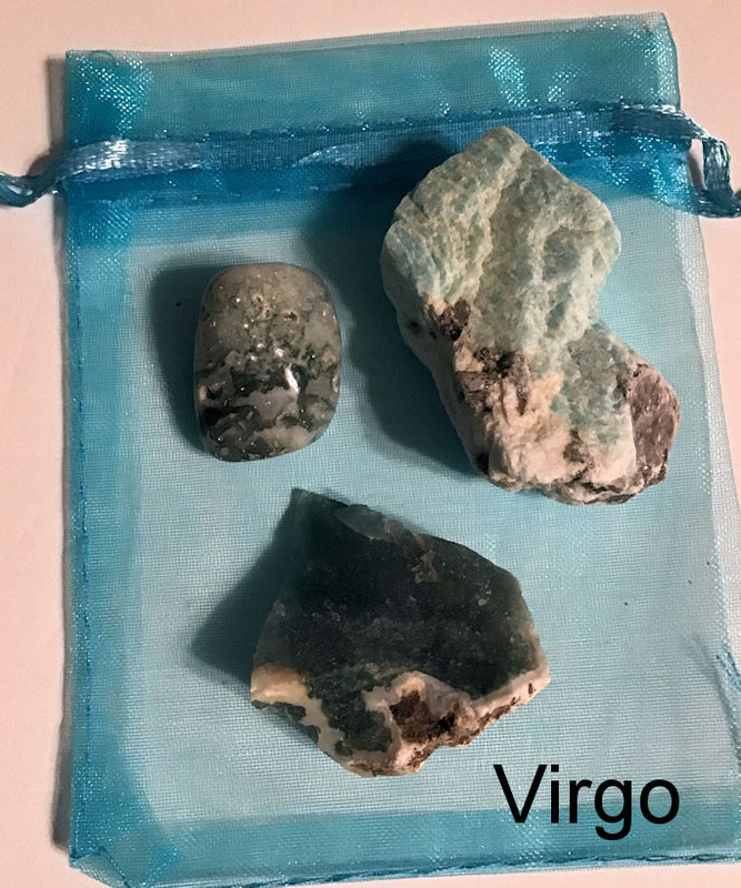 moss agate, green sardonyx, amazonite- Virgo