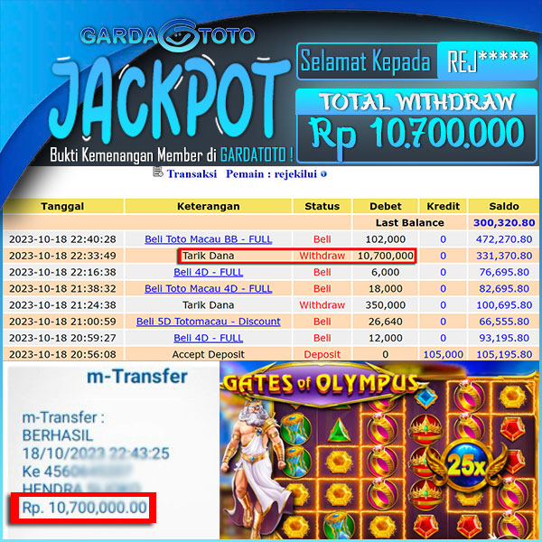 JACKPOT SLOT MAIN DI SLOT GATES OF OLYMPUS WD Rp 10.700.000,- DIBAYAR LUNAS