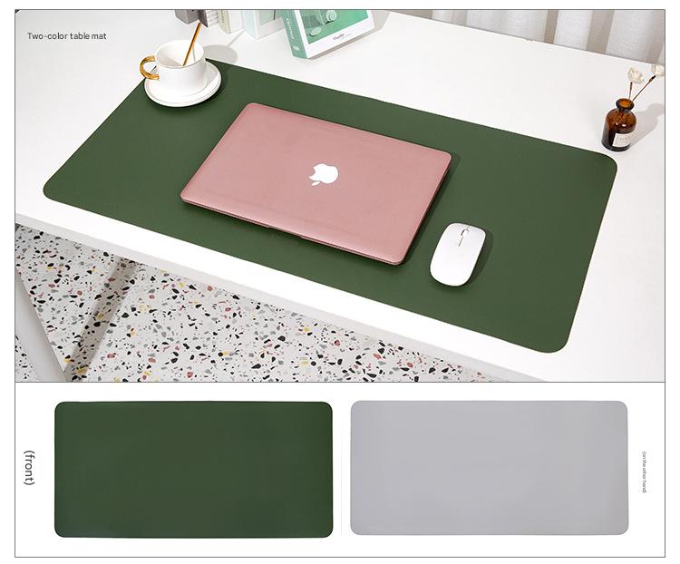 2 PCS Dark green/gray Extra-Large Leather Table Mat for Study & Work