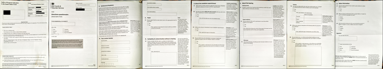 Notice of proposed allocation to the small claims track