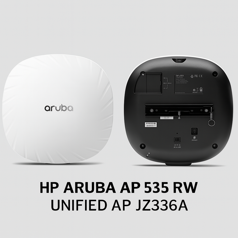Vista do AP-535 com foco na porta de rede dual-gigabit, com Power over Ethernet (PoE).