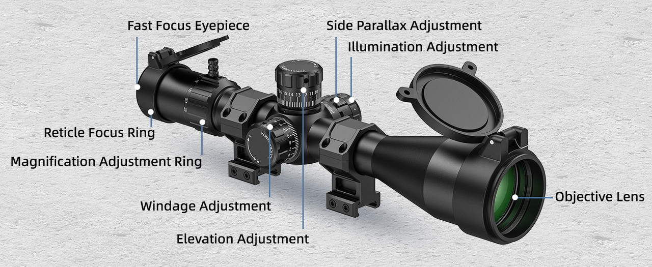 EZshoot 5-25x56 First Focal Plane Rifle Scope with Zero Stop and Parallax Adjustment