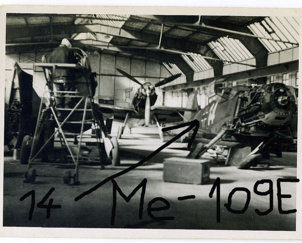me109_134_Bf109E, weisse 14 in Werft Speyer