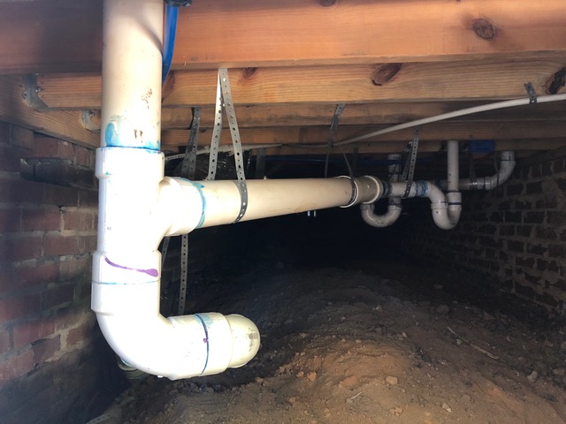 Plumbing for laundry and bathroom