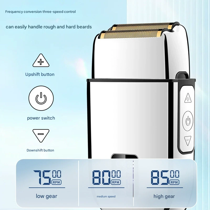 Professional Electric Foil Shaver for Men - 3 Speed Modes, LED Display, USB Rechargeable, Waterproof(silver)