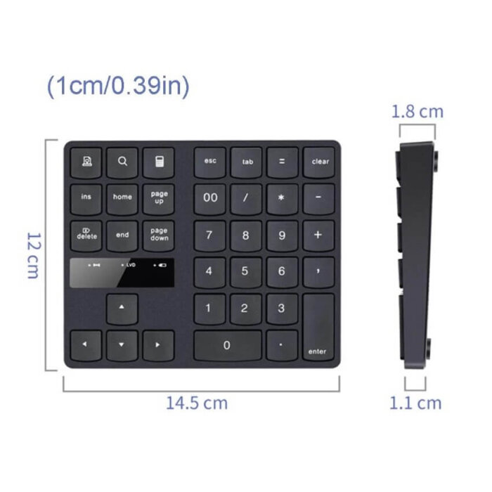 Teclado numérico inalámbrico recargable.