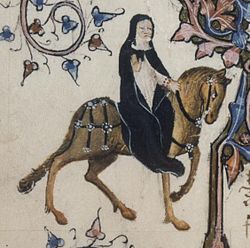 Riding side saddle v riding astride Prioress-Ellesmere-Chaucer