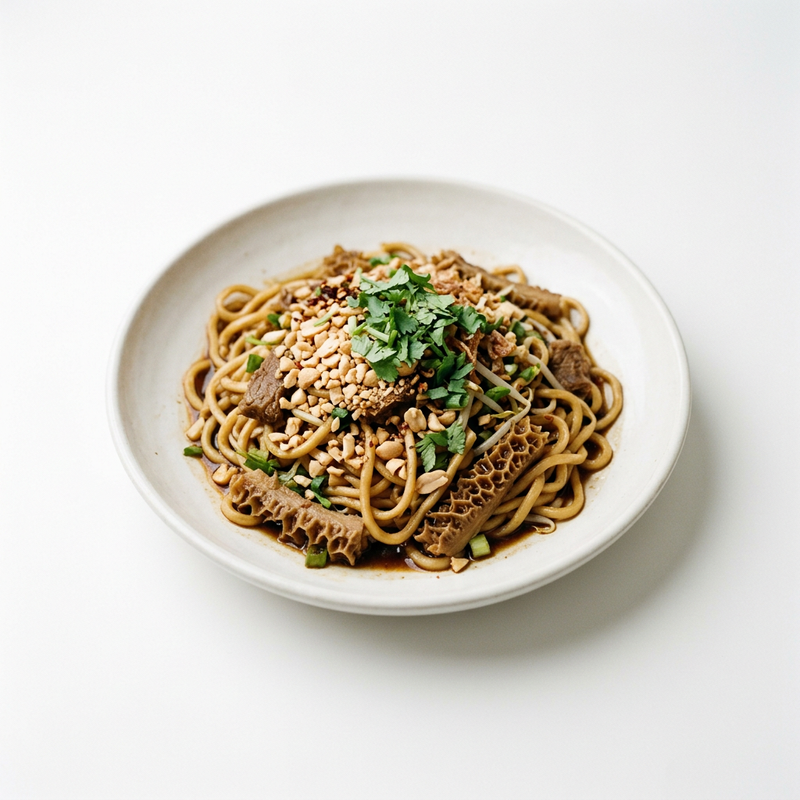 Fideos Mezclados Con Panza De Res