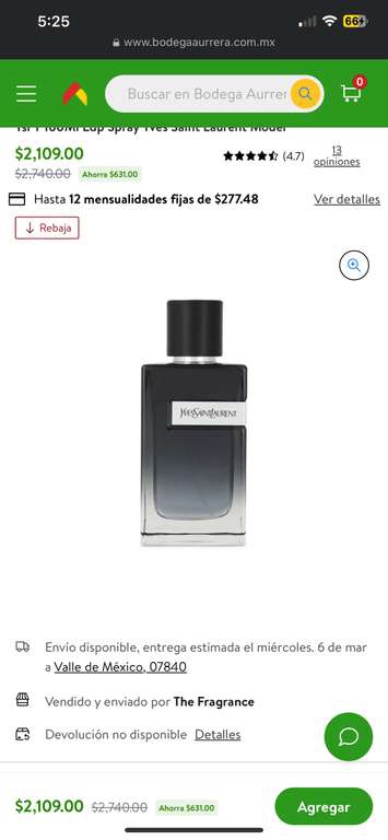 Bodega Aurrera: Ysl Y 100Ml Edp Spray Yves Saint Laurent Model 
