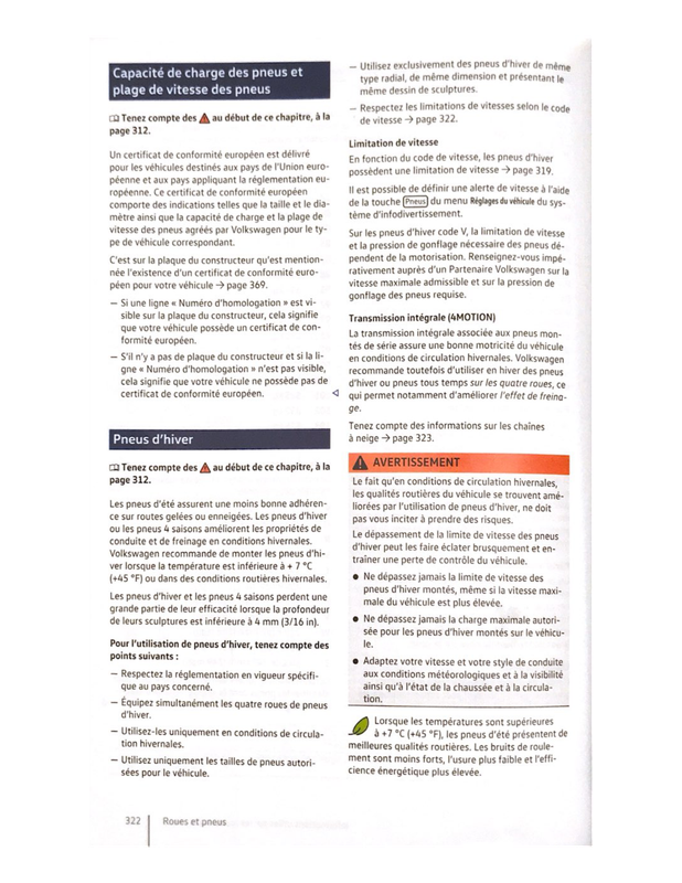 Capacité de charge des pneus et