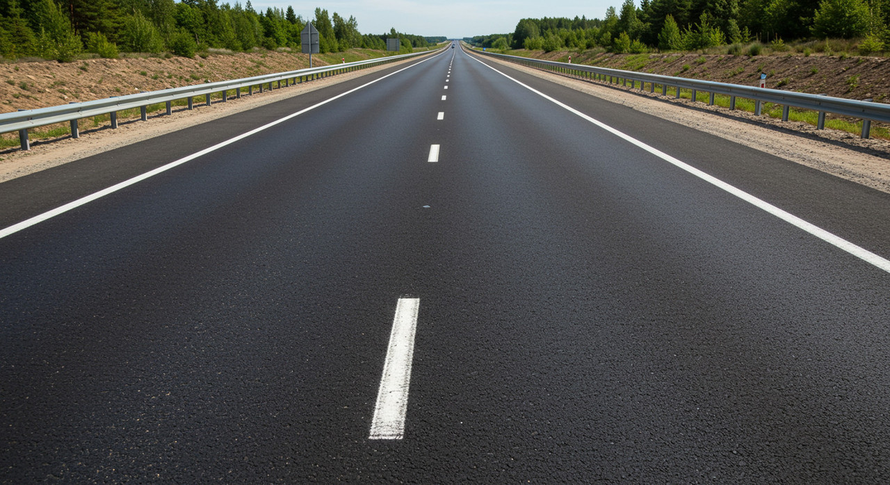 Идеально ровное новое дорожное покрытие