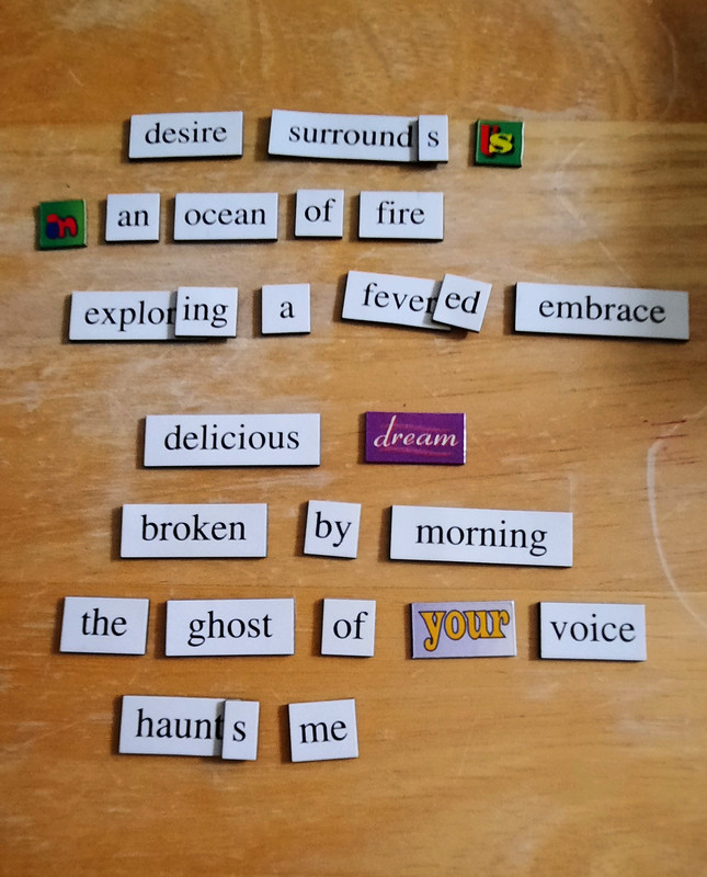 photo of poem made with magnetic words