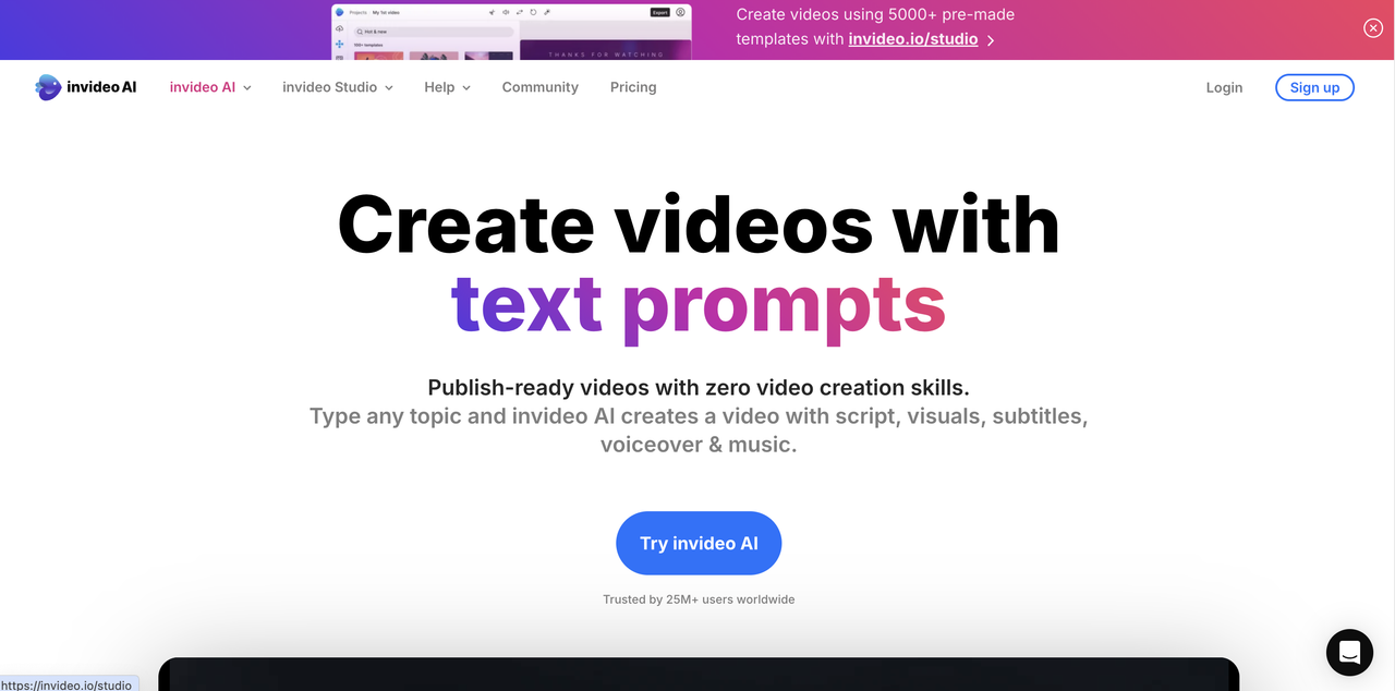Invideo AI - Turn ideas into videos - AI video creator 