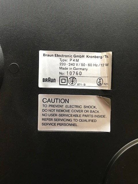 Braun P4M Typenschild