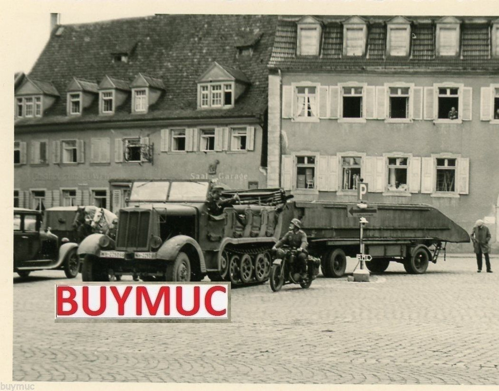 FOTO SELTENE SD-KFZ HALBKETTE PANZER ANHÄNGER