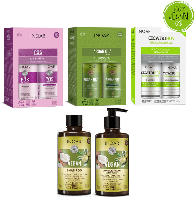 Inoar Kit Cicatrifios Blond Shampoo + Conditioner, 1 Liter – Vegan, Ohne Parabene, Mit Botanischen Inhaltsstoffen