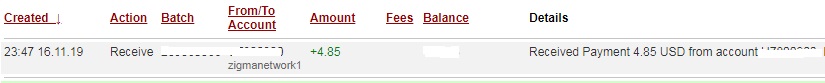 2nd payment from zigma ( 4,85$ ) Zigmapayment