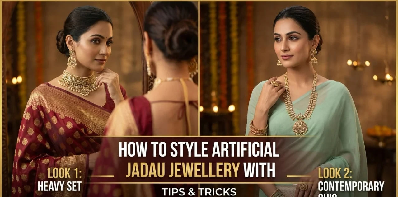 How to Style Artificial Jadau Jewellery with Sarees