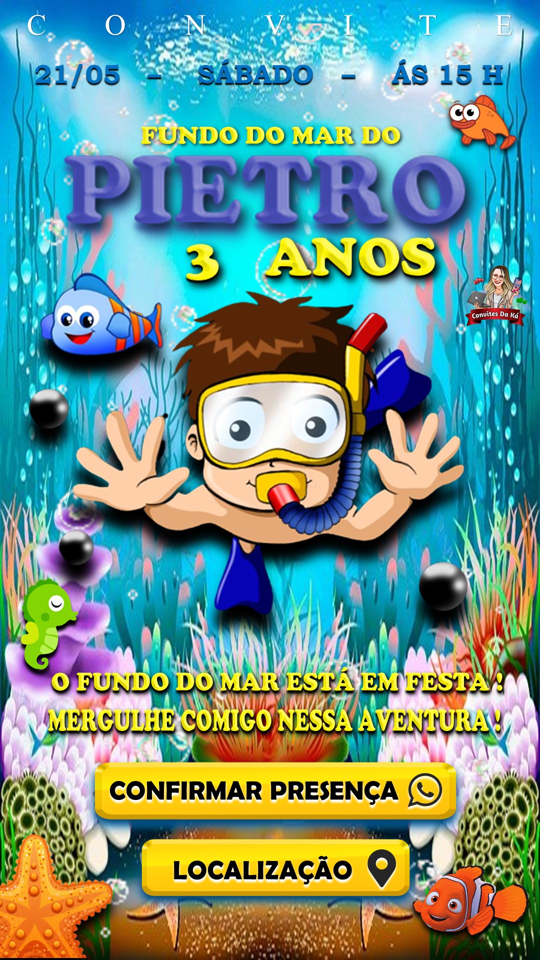 CONVITE INTERATIVO FUNDO DO MAR — Postimages