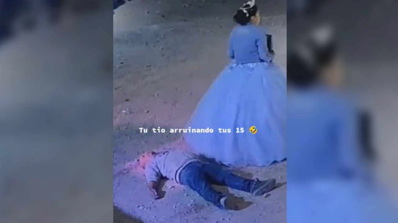 Borracho arruina emotivo vals de quinceañera; se cae en la pista