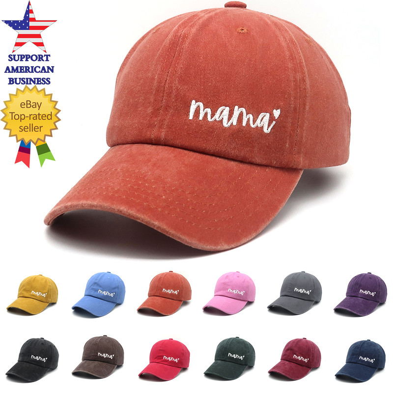 cotton baseball cap washed dad hat mama embroidery womens