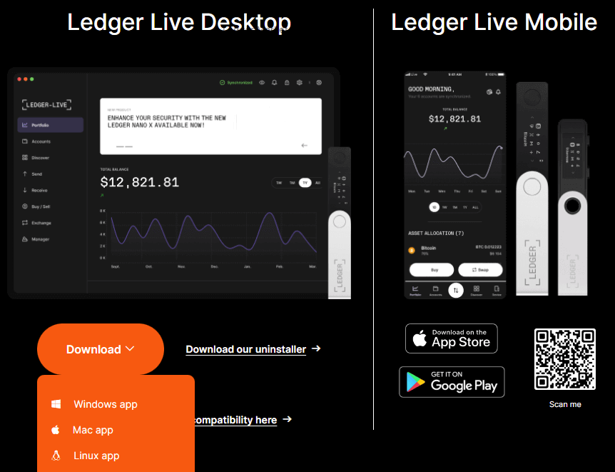 Screenshot of the Ledger Live Desktop application interface