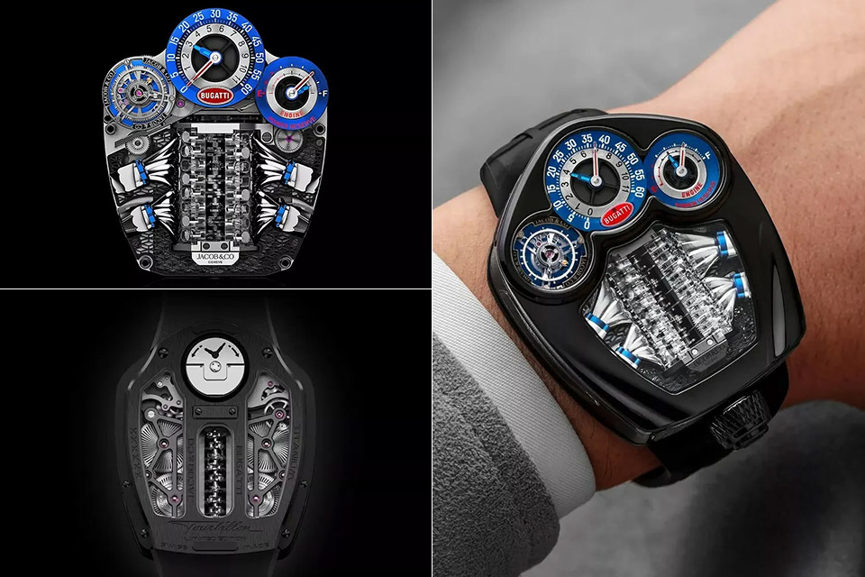 El reloj Bugatti Tourbillon de Jacob & Co. tiene un minimotor V16 y cuesta 340.000 dólares