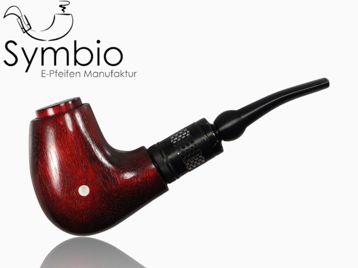 Luna Cherry E-Pfeife aus Black Limba in klassischer Half-Bent-Form, handgefertigt mit veredelter Holzoberflaeche