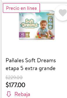 Walmart [CDMX]: Pañales soft dreams etapa 5, 56 piezas 