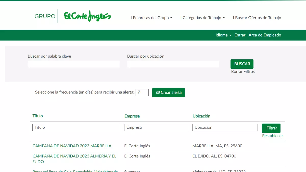 Portal de empleo El Corte Inglés