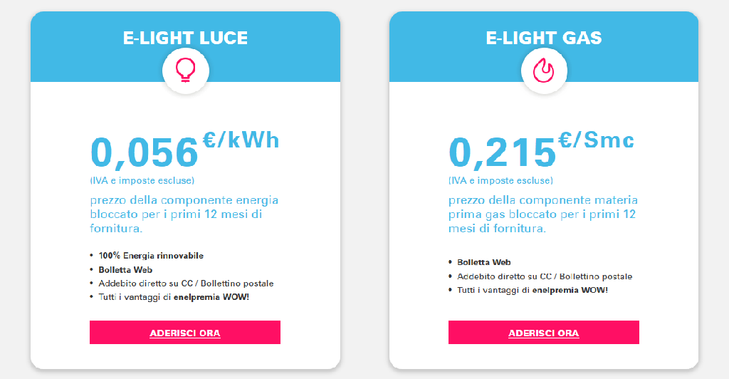 Enel Energia: Promo e-light luce&gas