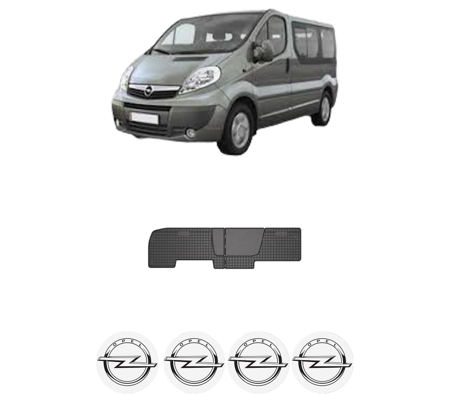 Set covorase presuri OPEL VIVARO A Bus (X83) din 2001-2014, auto, din cauciuc thermoplastic, 4 Stickere auto cu OPEL
