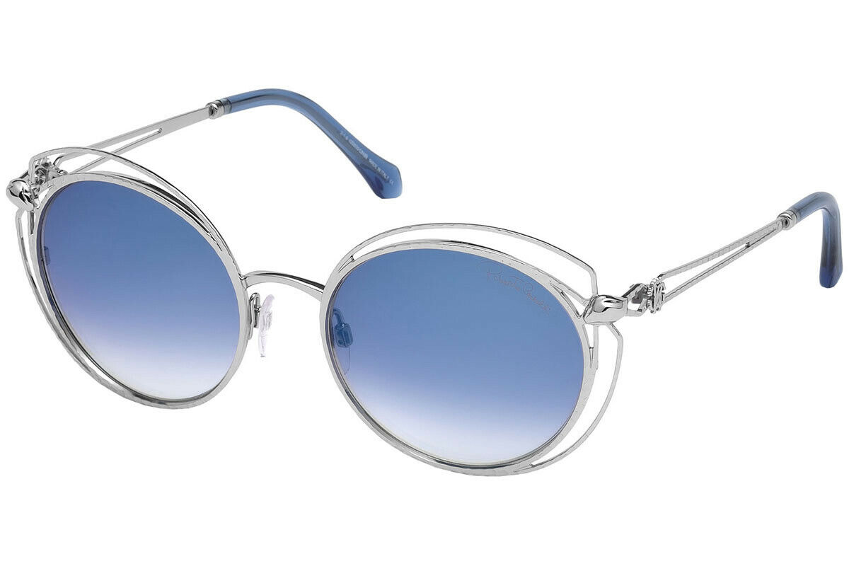 Robert Cavalli Silver Mirrored Sunglasses Roberto Cavalli Silver Metal Aviator Sunglasses with Python  main image 2