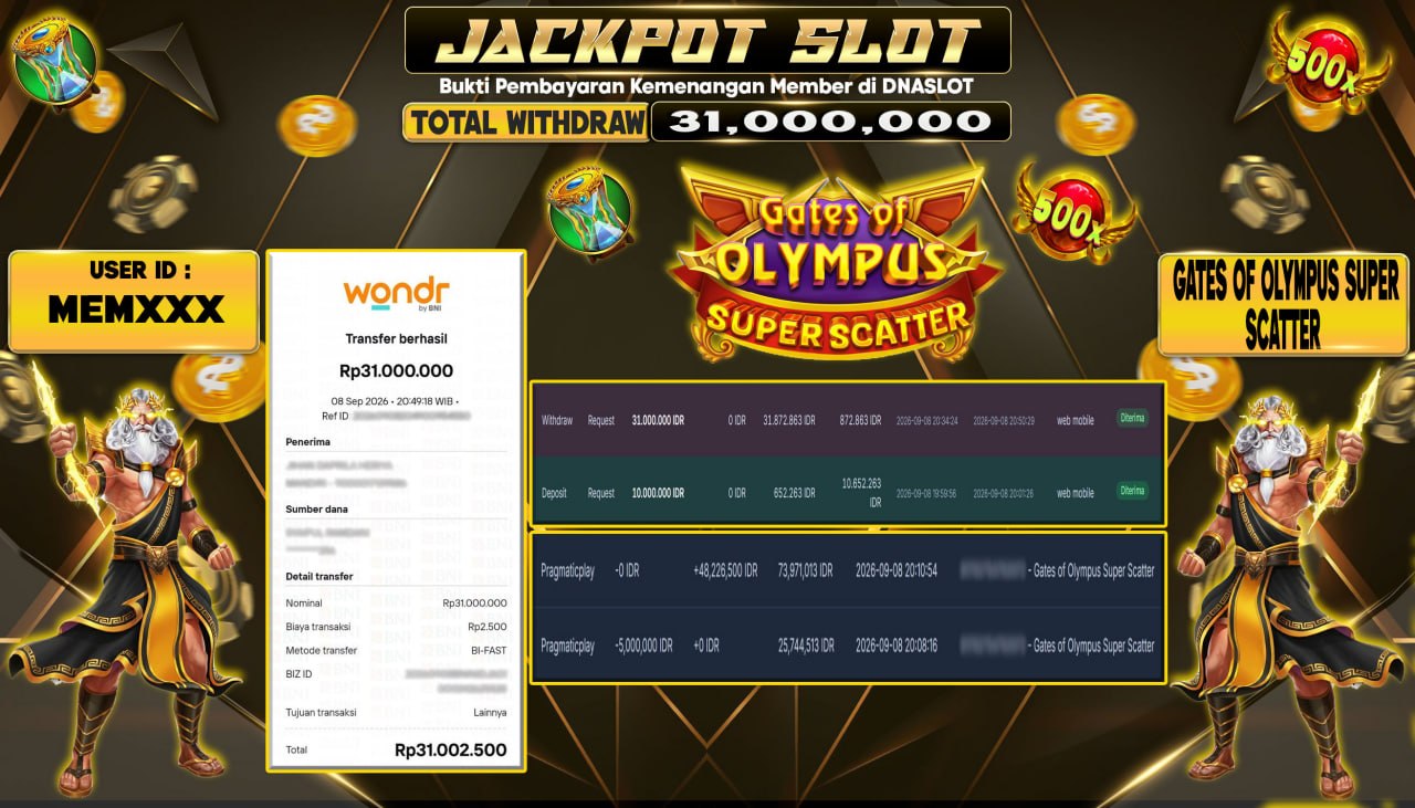 JACKPOT SLOT GATES OF OLYMPUS SUPER SCATTER  08 SEPTEMBER 2026