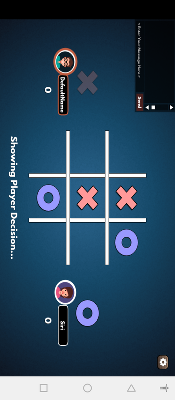 Screenshot of tic tac toe game