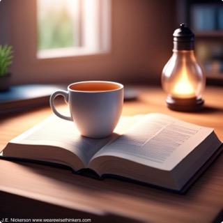 A soft-lit writing desk with an open journal, pen, and a warm cup of tea, symbolizing emotional healing through gentle, reflective writing.
