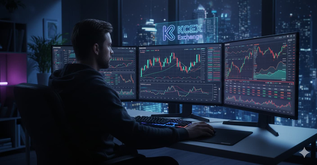 KCEX futures trading interface showing low fees and no KYC trading