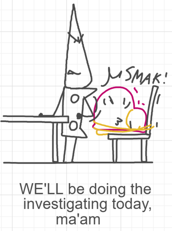 A panel from A Murder On The, episode six of the Board Boards object show by Furretwalk/WalkingFurret.