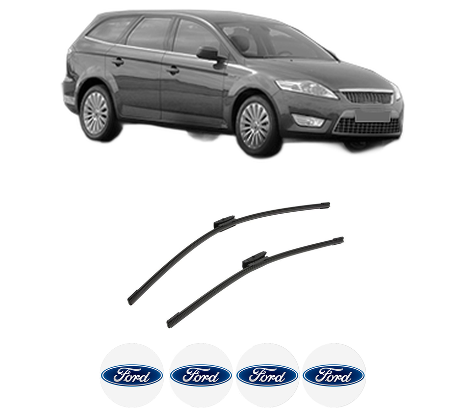 Set stergatoare auto FORD MONDEO IV Turnier (BA7) din 2007-2015, pentru parbriz auto, 2 bucati, Bosch Aerotwin Multi, din cauciuc siliconat rezistent, 4 Stickere Auto FORD
