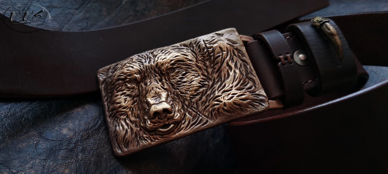 пряжка медведь литая бронза коричневый1