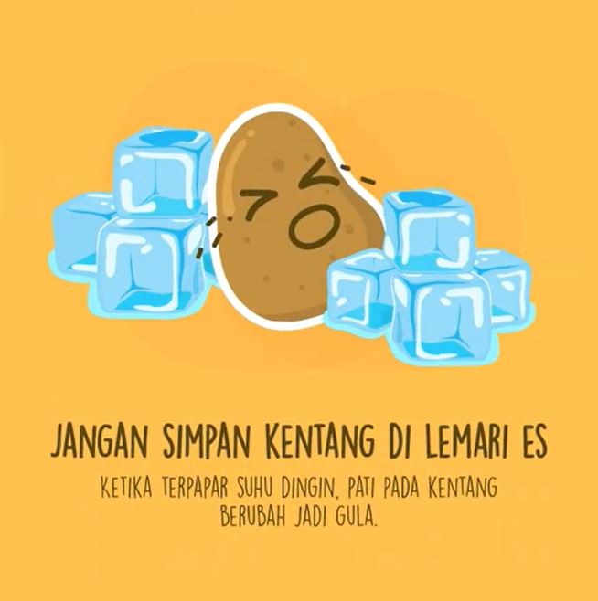 Jangan menyimpan kentang di dalam lemari es