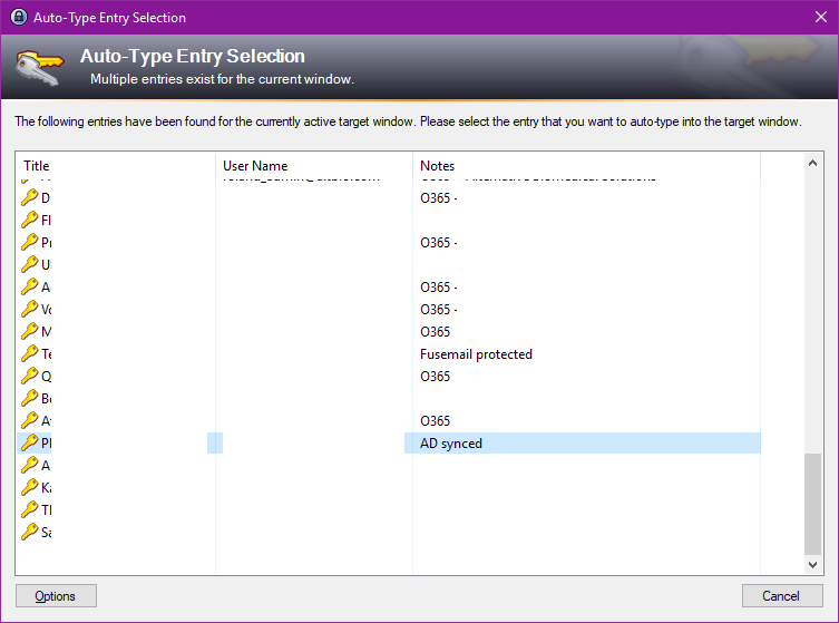 KeePass / Discussion / Help Sorting auto type entry selection