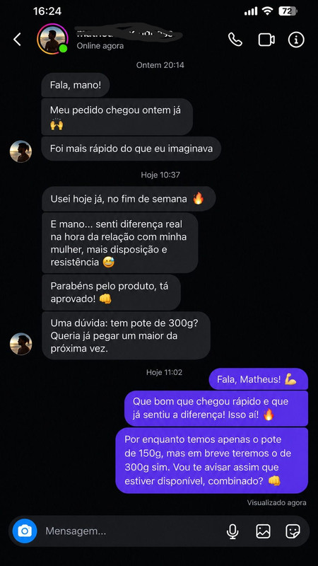 Feedback de cliente no Instagram