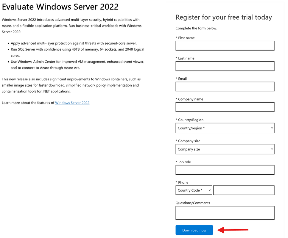 Windows Server form
