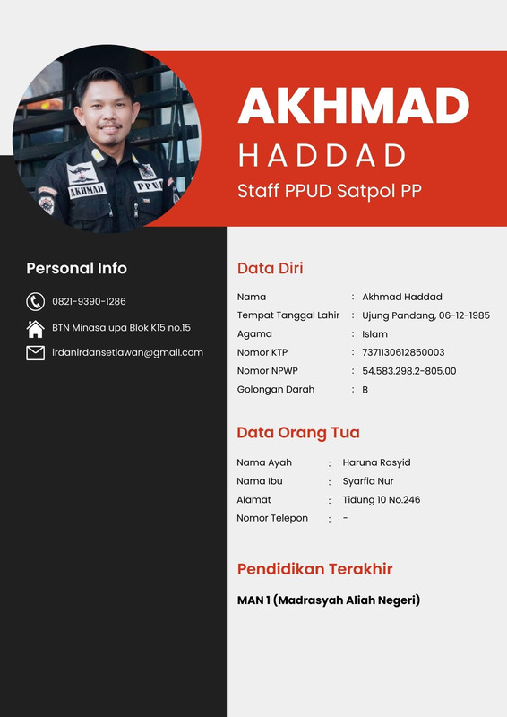 Biodata ID Card Kak Haddad
