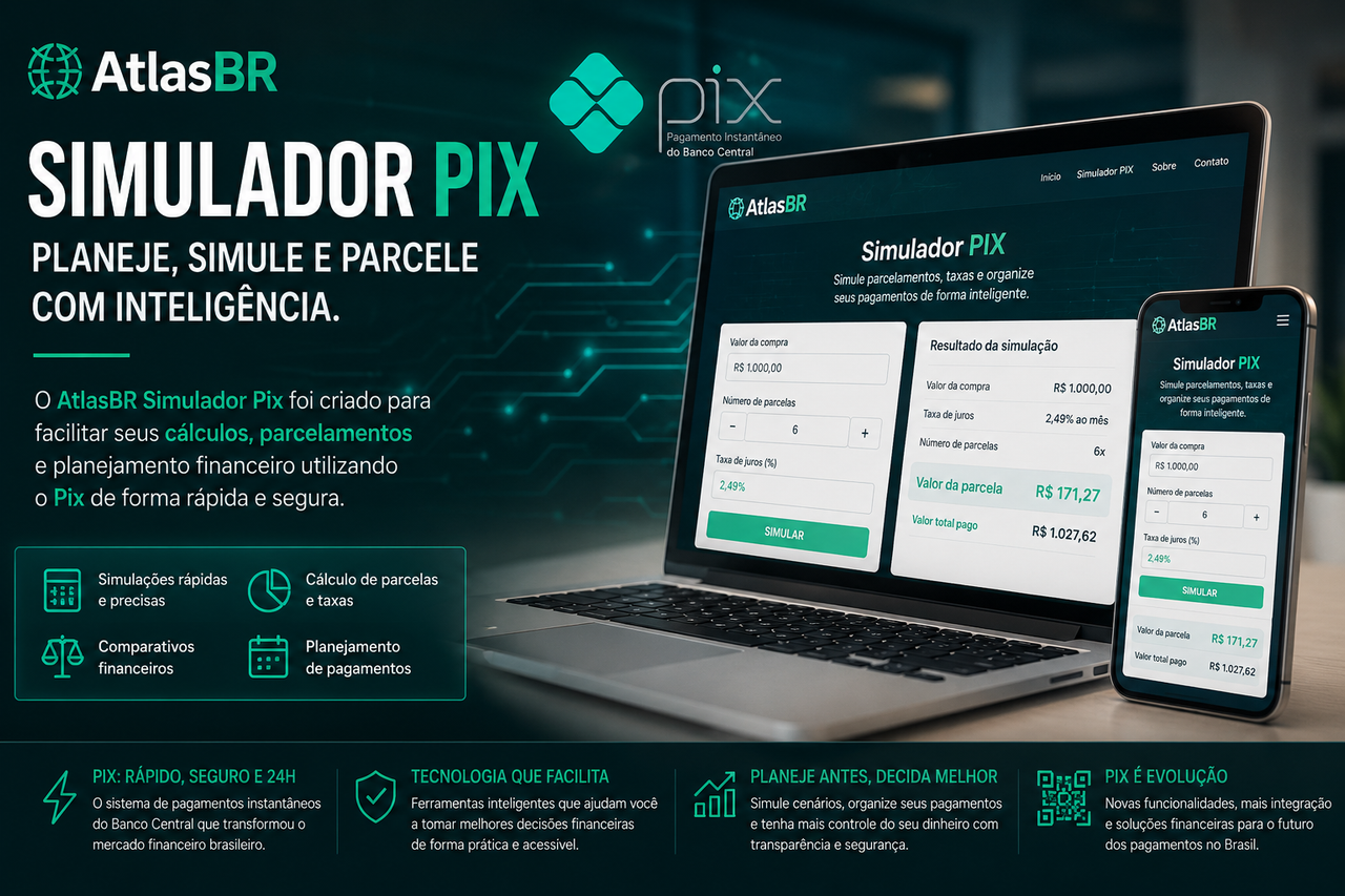 AtlasBR Simulador Pix: tecnologia que ajuda brasileiros a planejar pagamentos e parcelamentos via Pix
