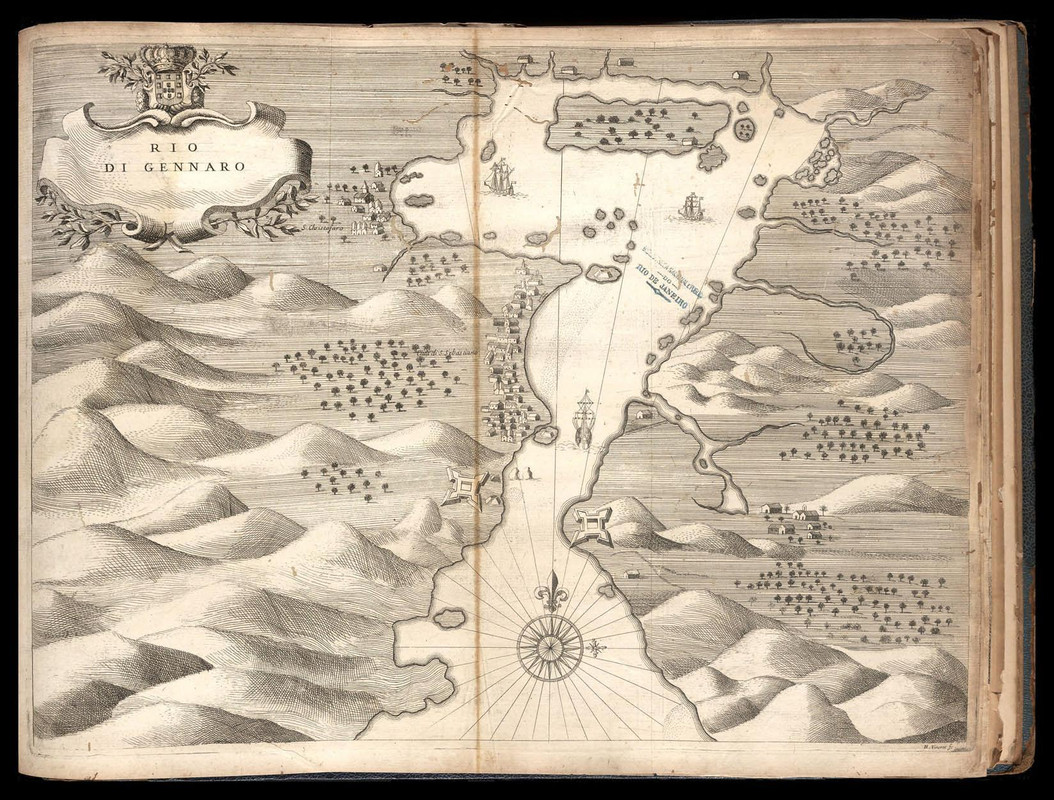 Cópia de 03_Mapa cartográfico mostrando a Baía de Guanabara no século XVII, em gravura feita pelo pi