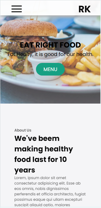 Restaurant Website Using HTML And CSS With Source Code menu bar before click