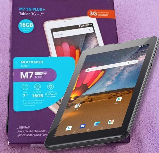 Tablet Multilaser M7, 3G Plus Dual Chip, 16 GB, 1GB RAM, Tela 7″, Conexão 3G e Wi-Fi, NB304, Preto